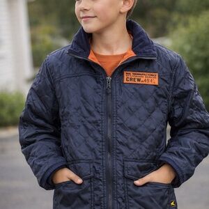 Alpha Industries Dark Blue Quilted Jacket with Bright Orange Lining Size 14/16
